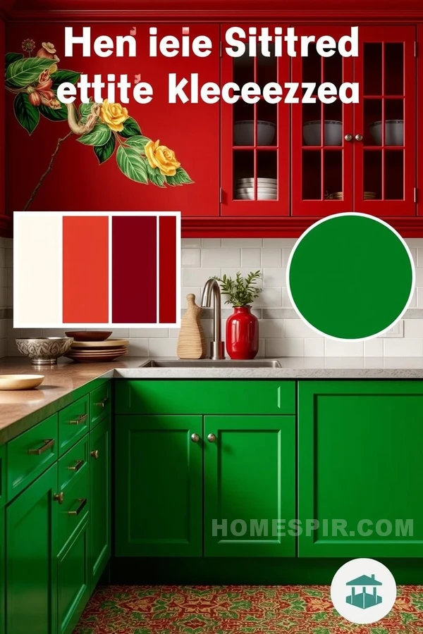 Harmonious Red and Green Kitchen Design