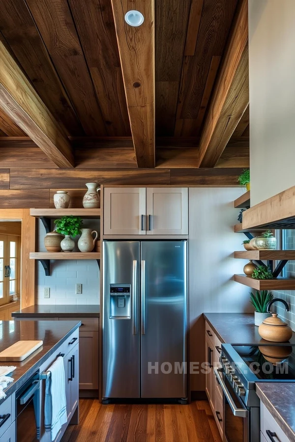 Harmonious Rustic Wood and Modern Appliances