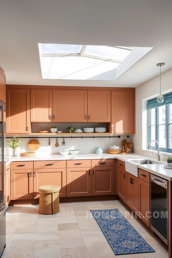 Harmonized Clay and Sky Southwestern Kitchen