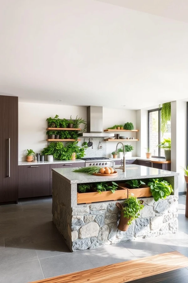 Herb Planters in Nature Inspired Kitchen