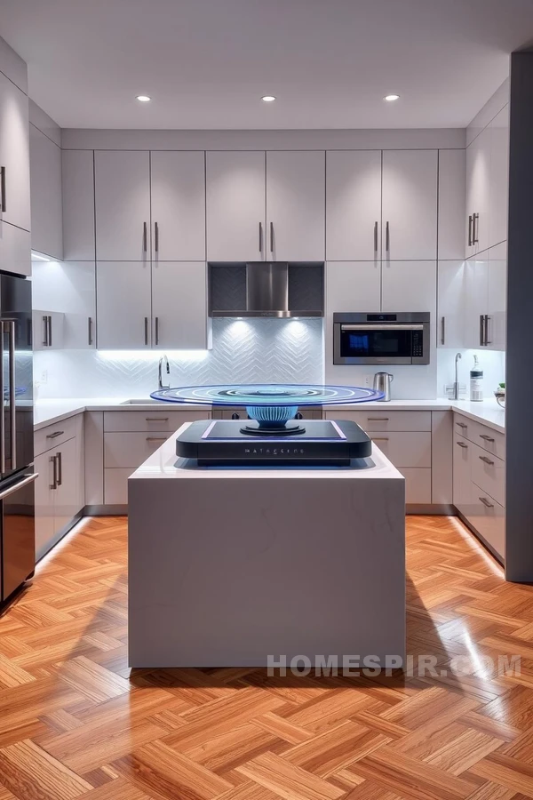 Herringbone Floors in Modern Smart Kitchen