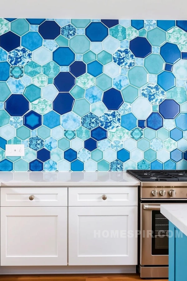 Hexagonal Tile Kitchen Wall Design