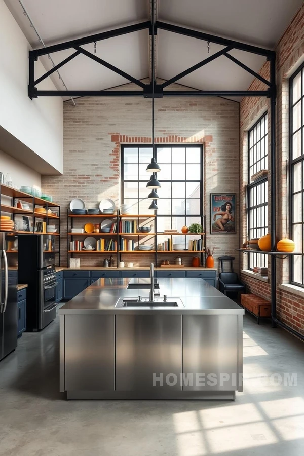 High Ceiling Urban Loft Kitchen Design