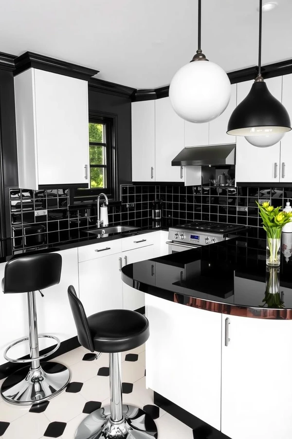 High Gloss Black Retro Kitchen