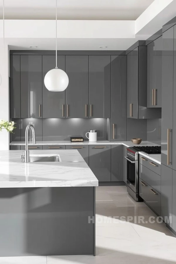 High Gloss Gray Kitchen Elegance