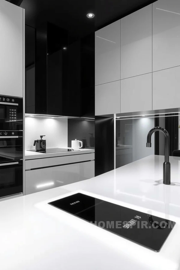 High Tech Monochrome Kitchen Design