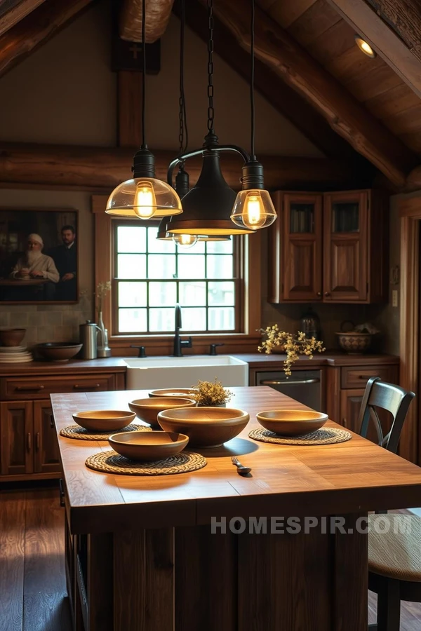 Highlighting Rustic Elements with Pendant Lights