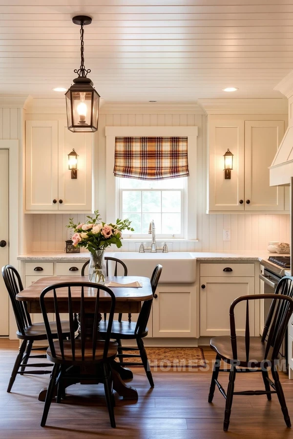 Homely Craftsman Kitchen with Antique Dining Set