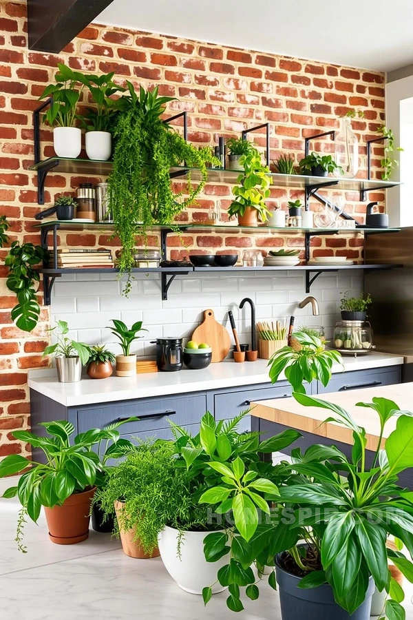 Indoor Greenery in Open Kitchen Design