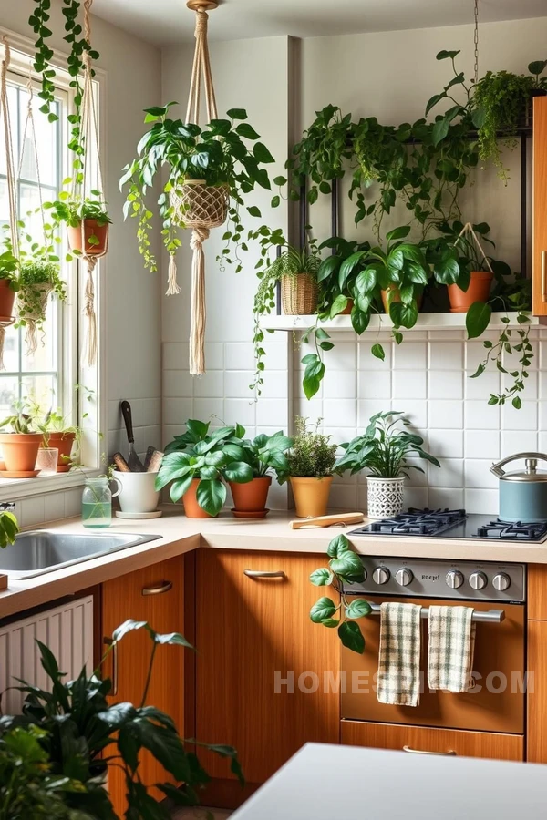 Indoor Plants Enhance Retro Kitchen