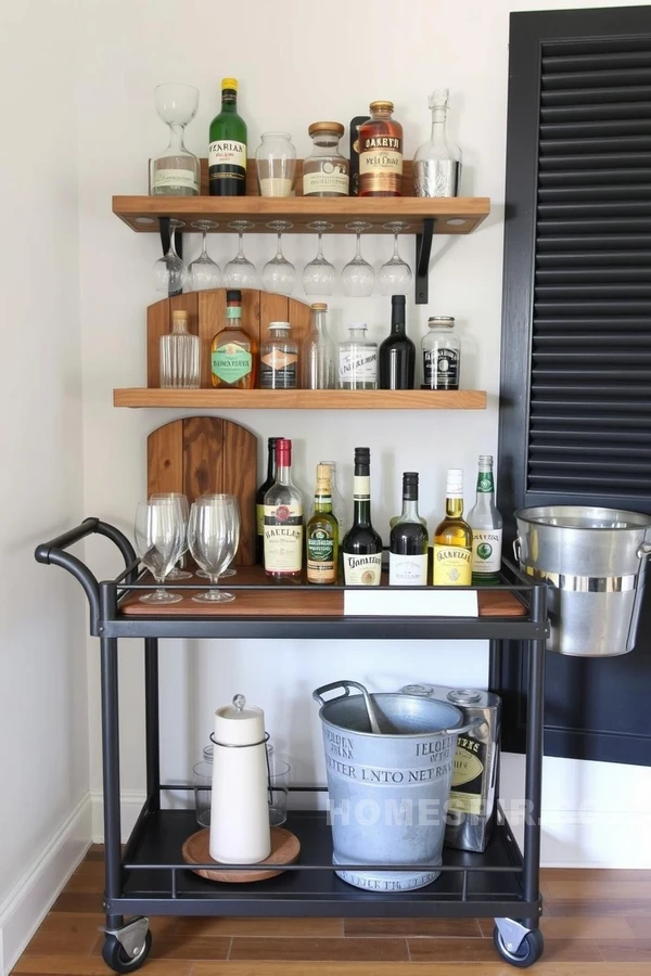 Industrial Bar Cart with Farmhouse Details