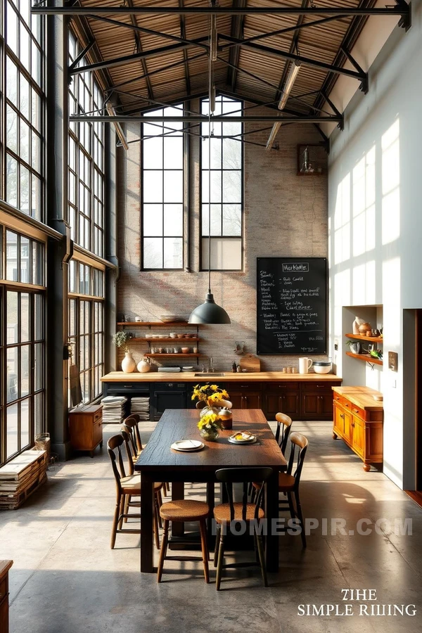 Industrial Kitchen with Blackboard Feature