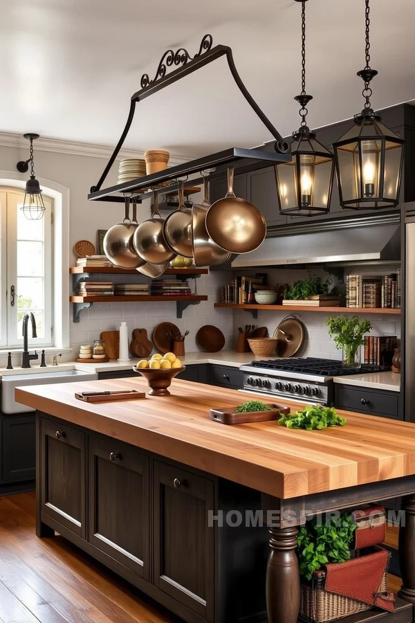 Industrial Lanterns Brighten Paris Kitchen