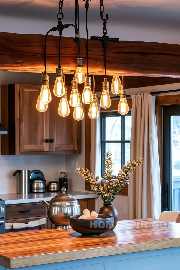 Industrial Rustic Light in Cabin Kitchen