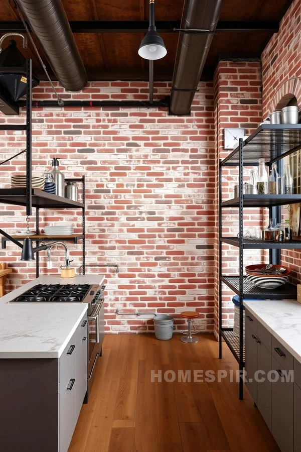 Industrial Shelving with Rustic Appeal