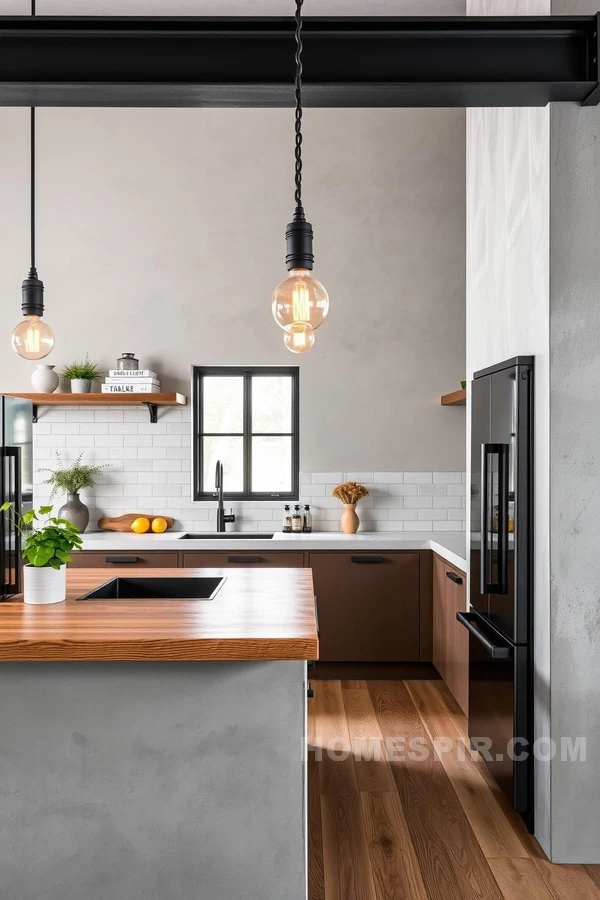 Industrial Urban Kitchen with Reclaimed Wood