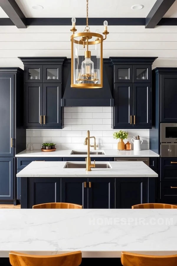 Innovative Cottage Kitchen with Brass Hardware