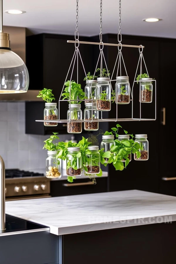 Innovative Herb Display Over Kitchen Island