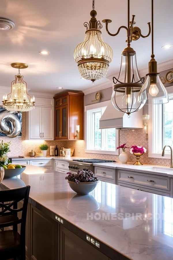 Intricate Lighting Fixtures Transforming Kitchen