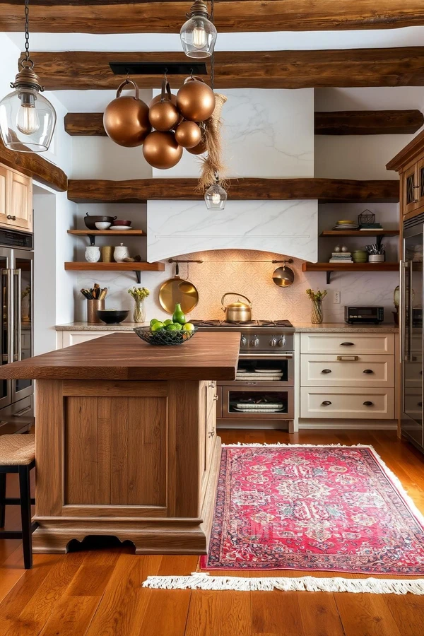 Intricate Marble Backsplash in Artisan Kitchen