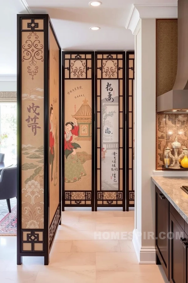 Intricate Patterned Silk Dividers for Kitchens