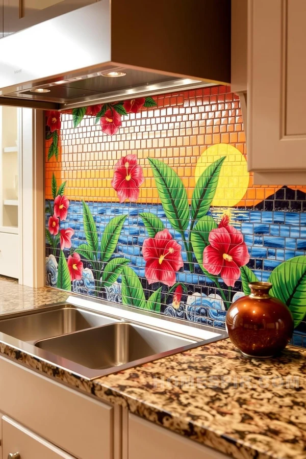 Intricate Tropical Sunset Tile Designs