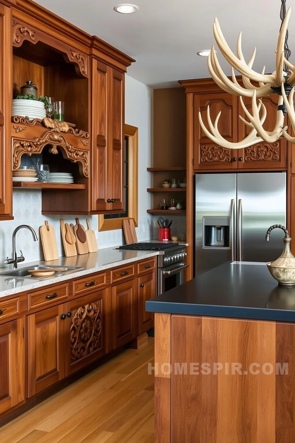 Intricate Woodcarvings Elevate Kitchen Design