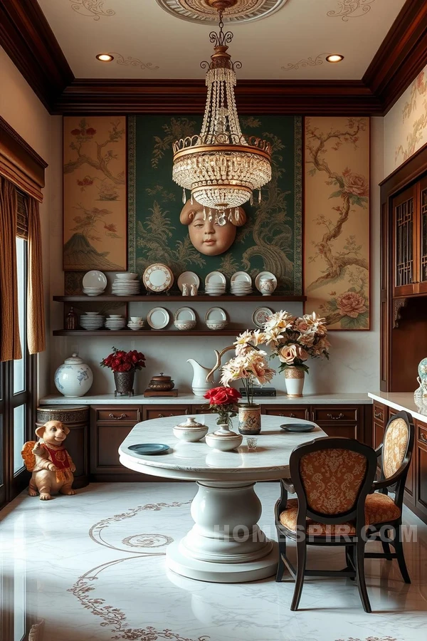 Intricate Woodwork in a Luxurious Asian Setting