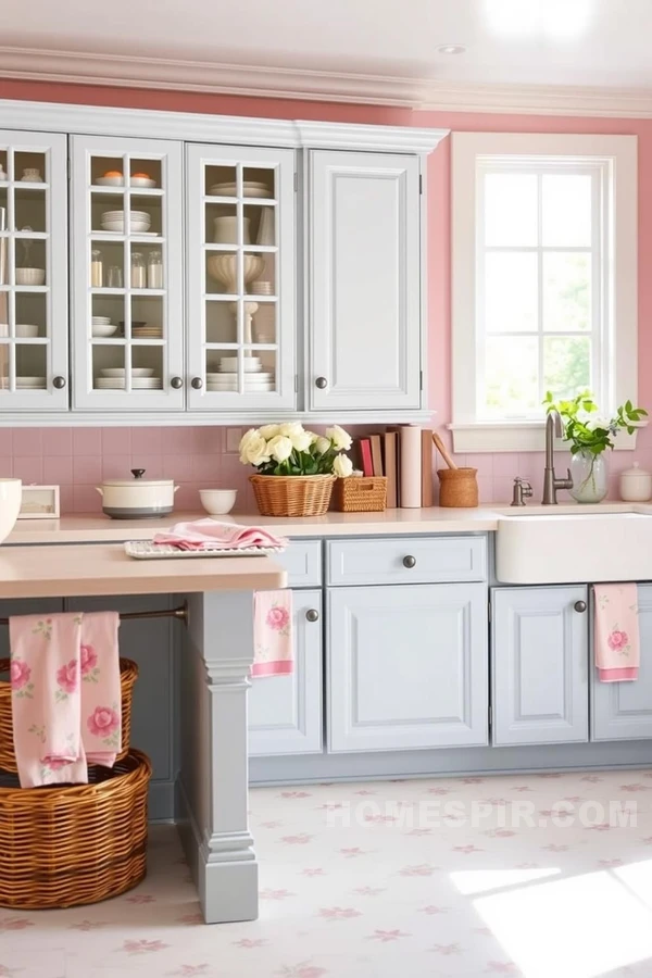 Inviting Colonial Kitchen with Pink Accents