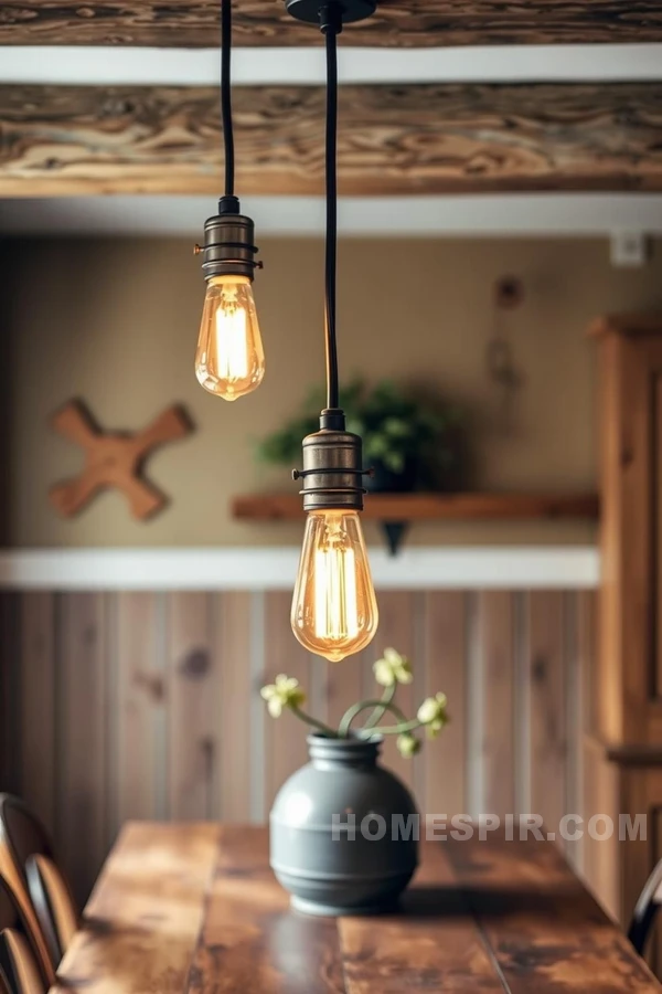 Inviting Edison Bulb Rustic Kitchen Lighting