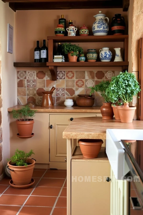 Inviting Mediterranean Kitchen with Rustic Terracotta Design