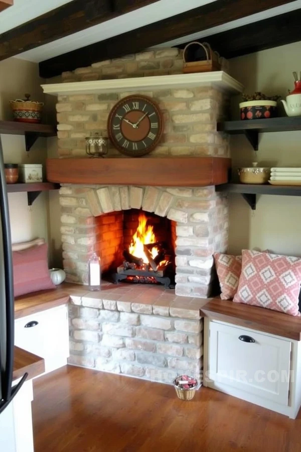 Inviting Rustic Kitchen Fireplace Corner