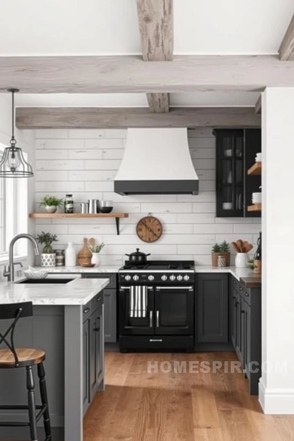 Inviting Rustic Monochrome Kitchen