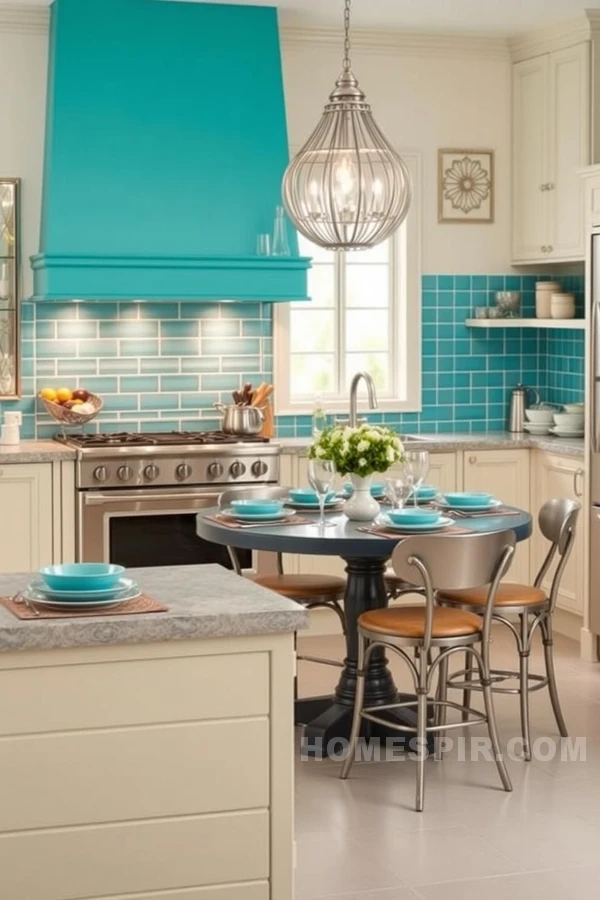 Inviting Southwestern Kitchen With Turquoise Glow