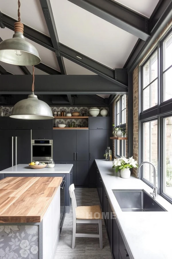 Juxtaposed Design with Cottage and Industrial Elements