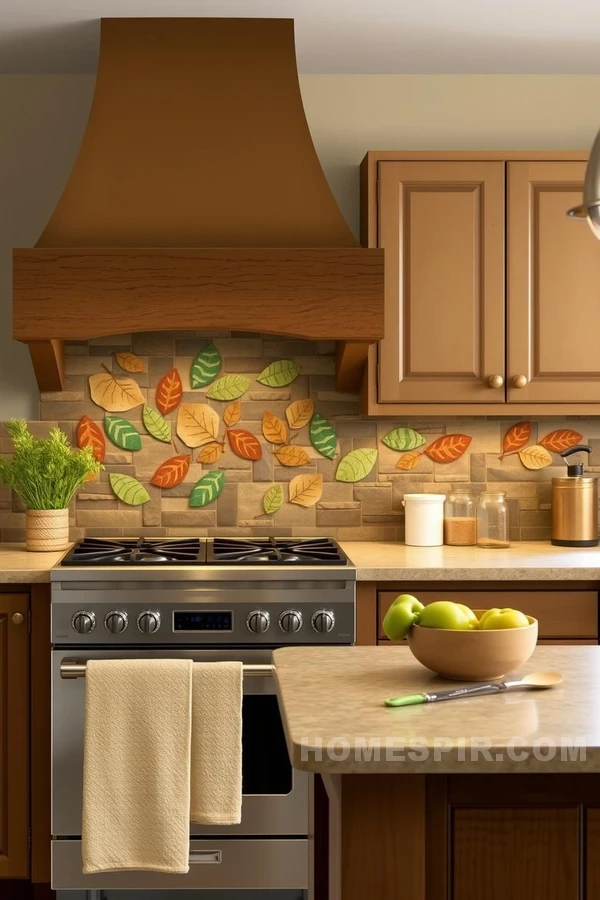 Leaf Mosaic Rustic Appeal Kitchen Design