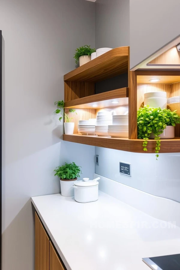 LED Lit Shelves in Contemporary Kitchen