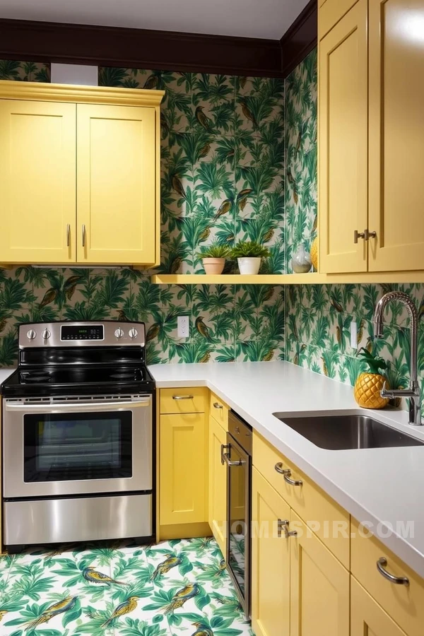 Lemon Yellow Cabinets for Island Feel