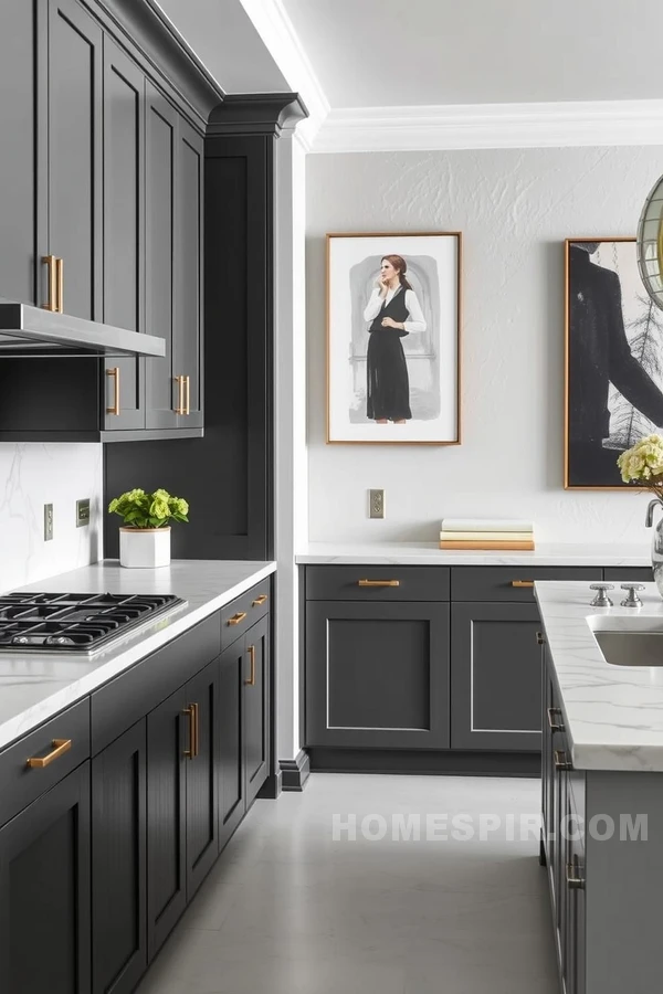 Linear Design in Greyscale Kitchen