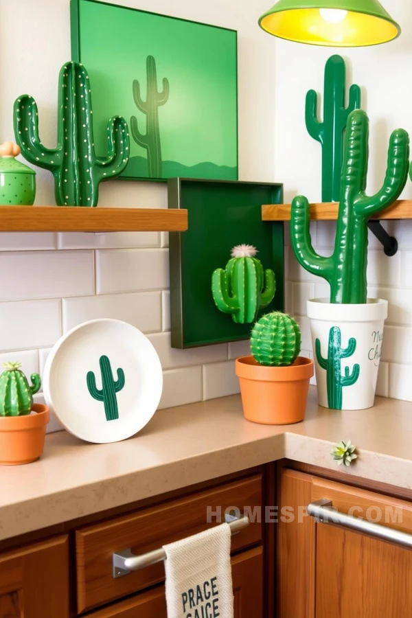 Lively Kitchen With Cactus Theme Decor