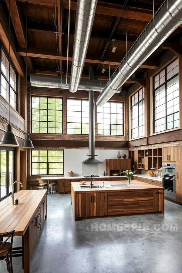 Loft Kitchen with Industrial Open-Plan Design