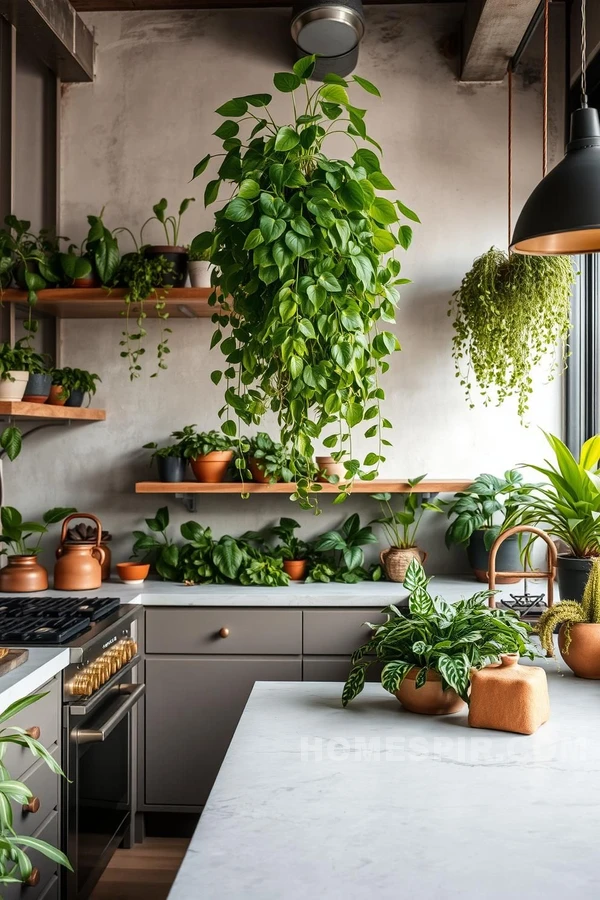 Lush Greenery Transforms Industrial Kitchen