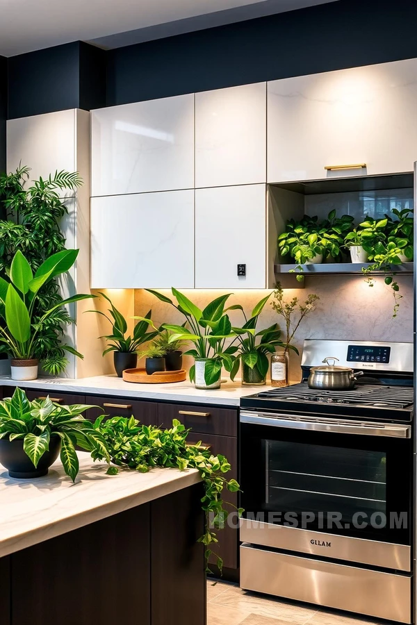 Lush Indoor Plants in Glam Kitchen Space