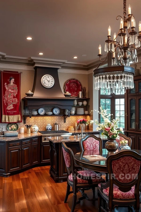 Luxurious Asian Kitchen with Silk Decorations