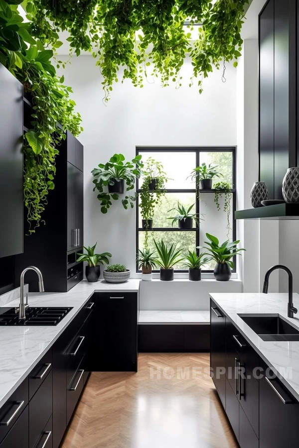 Luxurious Greenery Meets Minimal Kitchen Design