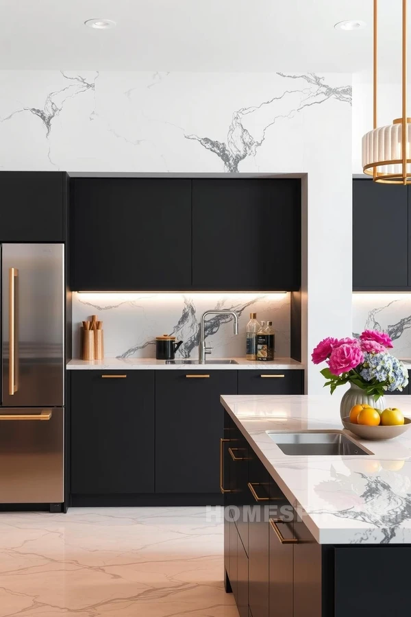 Luxurious Marble and Metallic Glam Kitchen