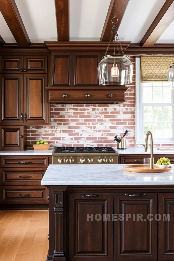 Luxurious Marble Touch in Mixed Colonial Kitchen