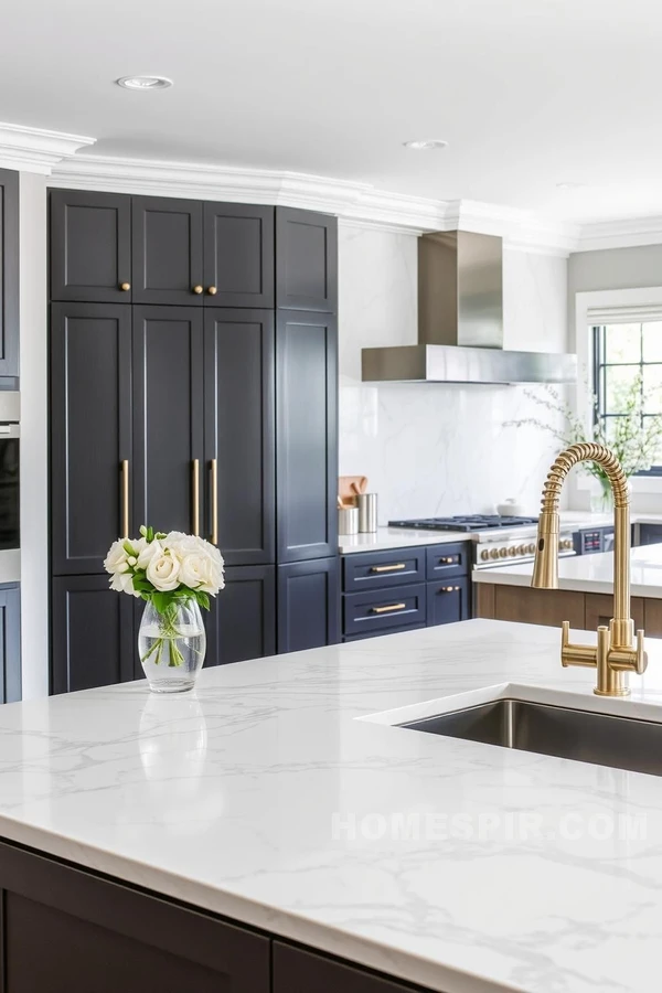 Luxurious Touch: Marble and Metal in Kitchens