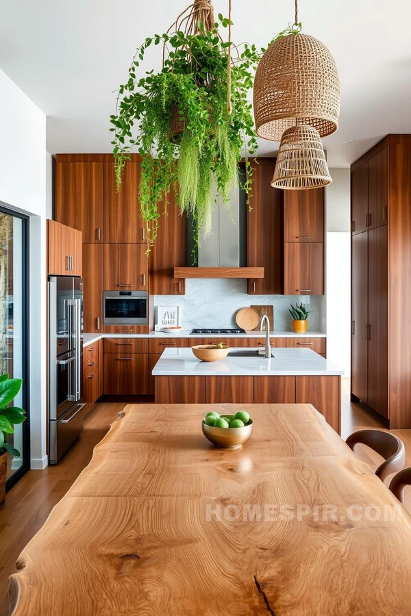 Luxurious Wooden Cabinet and Marble Countertop Design