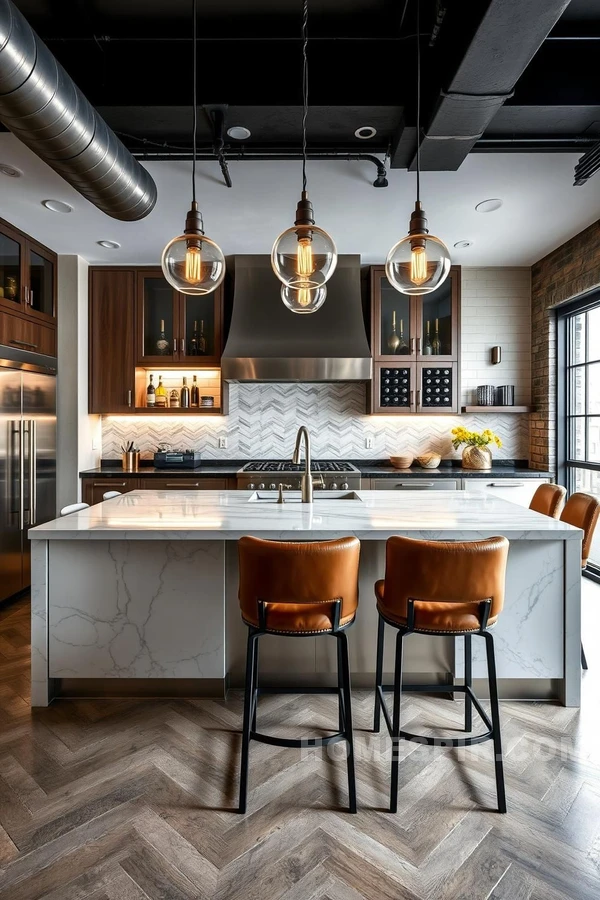 Luxury and Industrial Styles Blend in Kitchen